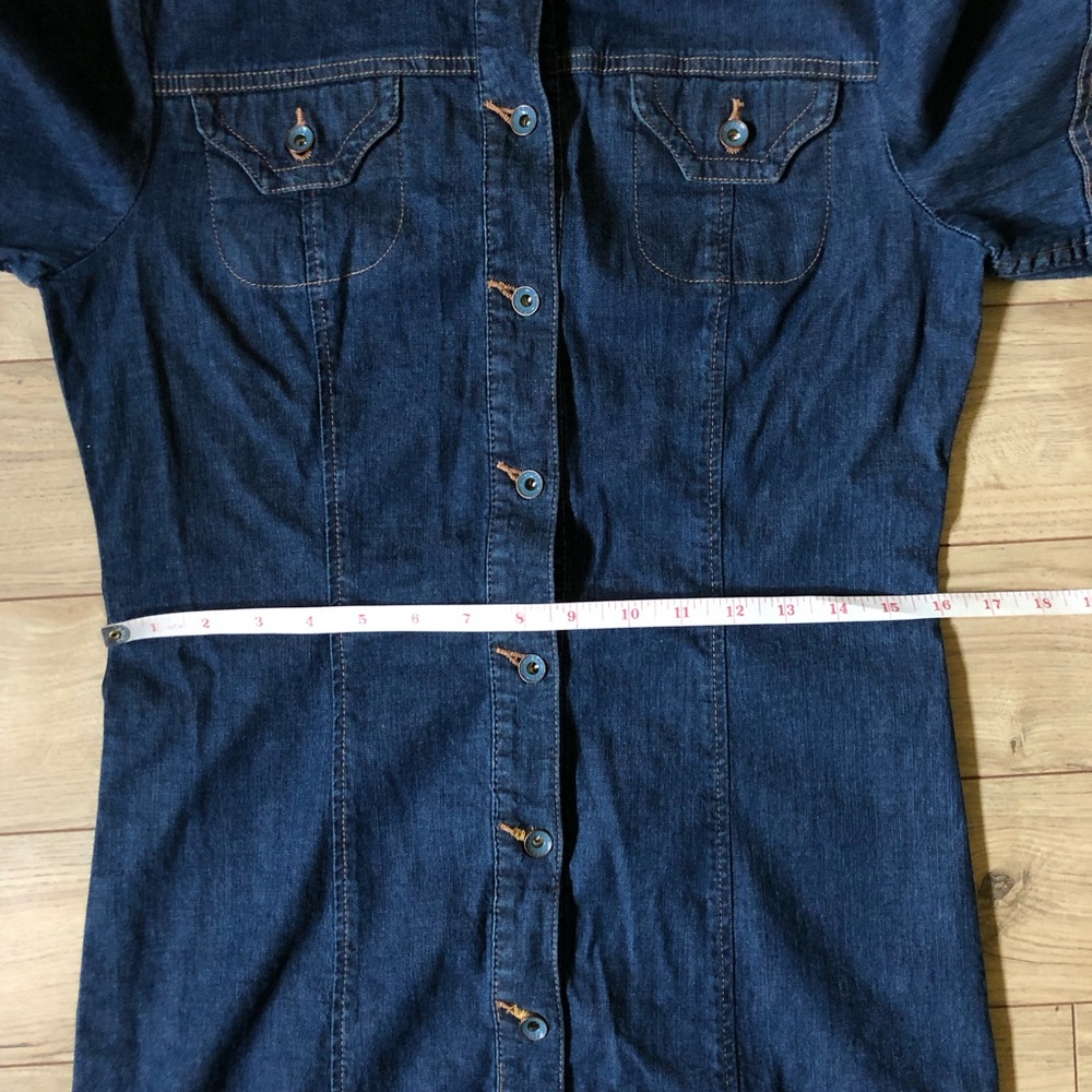 Women's Vintage FDJ French Dressing Blue Denim Button Front Midi Dress size 6 - Picture 7 of 10